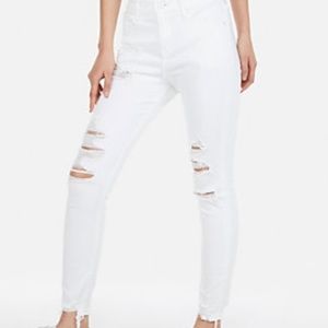 Express White Distressed Ripped Jeans